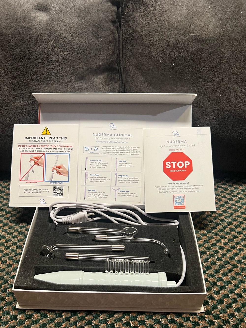 Nuderma Clinical High Frequency Wand – White Facial Treatment Device